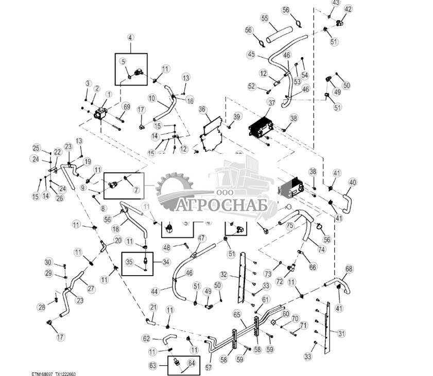 Маслоохладители и трубопровод (Engine 4045TT096-RE545793) (303524 - 344421) - ST870164 156.jpg